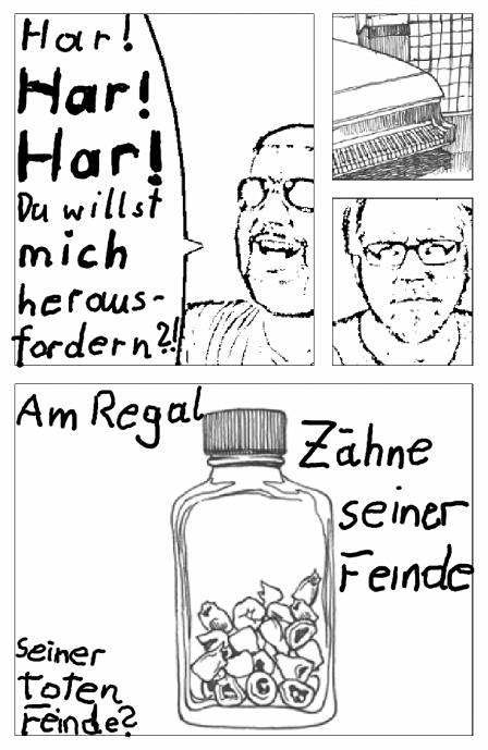 Comicseite: Herausforderung an Gegner